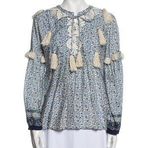 Miss June Floral Print Scoop Neck Blouse Size Large